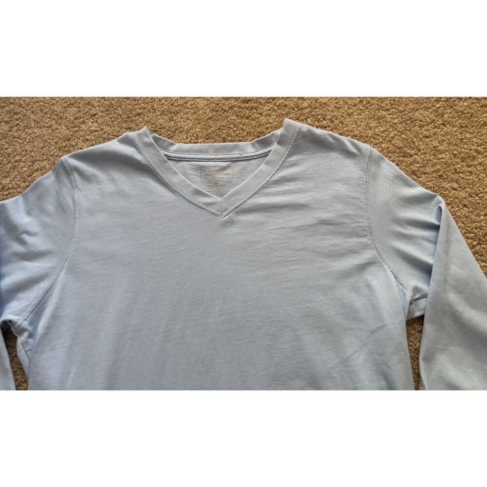 LL Bean OCAR3 Women’s V-neck Long Sleeve T-shirt Size Small Light Blue Cotton - Picture 3 of 7